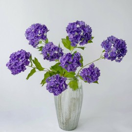 RUZUQE YalzoneMet Purple Small Hydrangea Artificial Flower 4 Pcs 26.8'' Lifelike Long Stem Snowball Viburnum Real Touch Faux Latex Flowers for Home Christmas Decoration Outdoor Wedding Decor