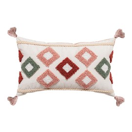 AGOKABA Pink Boho Lumbar Pillow Covers 12x20 Tassel Pillow Cover Moroccan Throw Pillows Pink Boho Pillow Tufted Lumbar Pillow Cover D