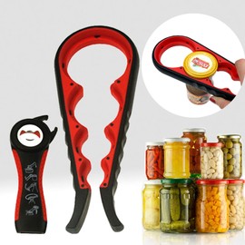 Bottle Opener for Arthritic Hand,Jar Opener for Old People, Children, Women, Those with Weak Hands,Multifunctional Kitchen Gadgets (B-red)