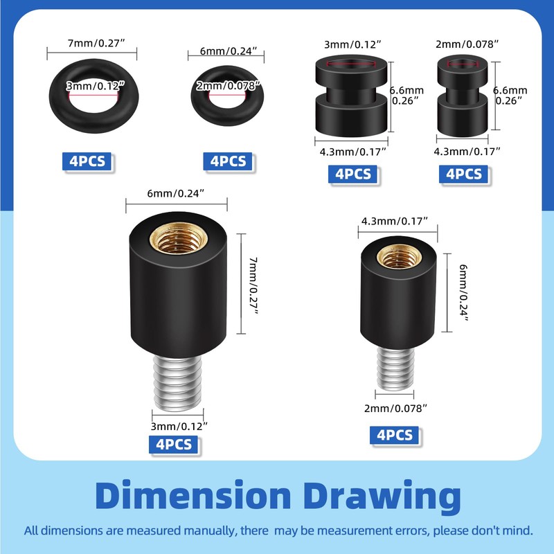 Glarks 24pcs Anti-Vibration Standoffs and Rubber Damper Balls Set Includes