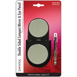 DONNA Double Sided Compact Mirror, Black Eye Pencil