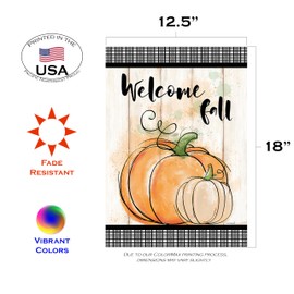 Toland Home Garden 1112570 Welcome Farmhouse Pumpkins Fall Garden Flag 12x18 Inch Double Sided for Outdoor House Yard Decoration