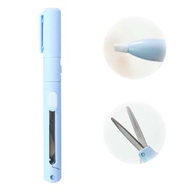 PAVIKE Compact Scissors, Blue Portable Scissors, Pen Type Scissors, Folding Scissors, Portable Function Scissors, 2-in-1 Multi-functional, Small, Portable, Easy to Cut, Suitable for Home, School,