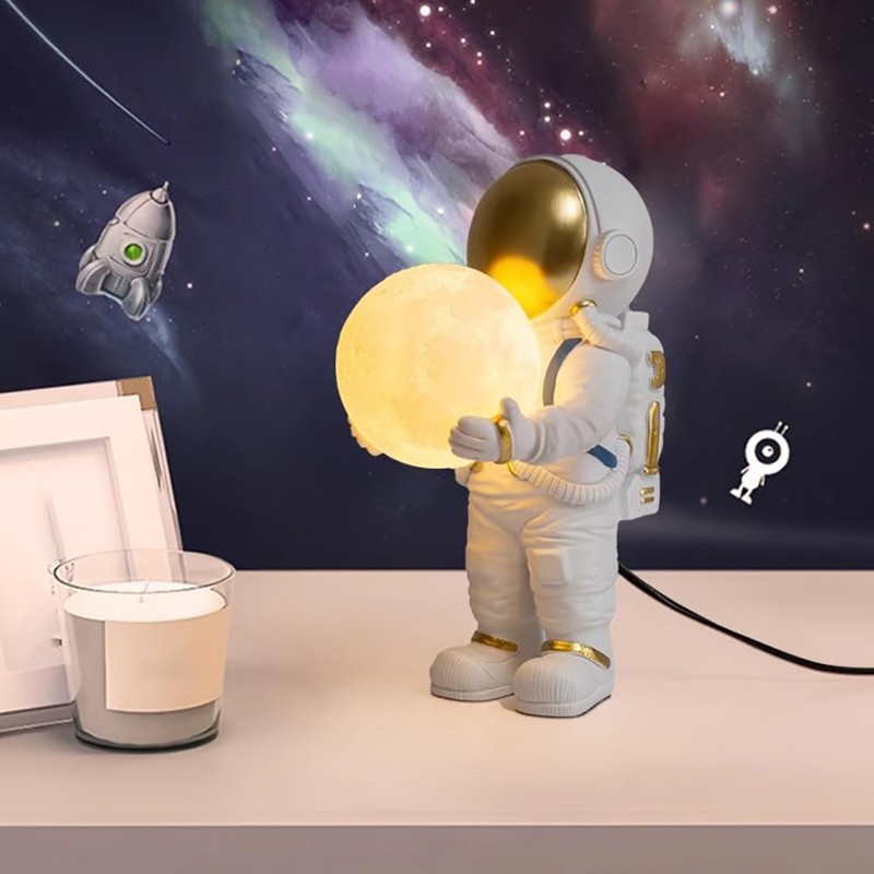 Meefad Astronaut Table Lamp Cute Space Lamp Spaceman Bedside Lamp