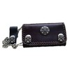 Biker Leather Wallet Purse with Studs Circle of Skull Leather