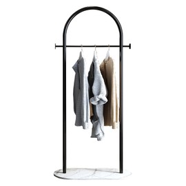 Freestanding Clothing Rack with Marble Base,Modern Black Arch Garment Rack for Small Spaces,Sturdy Metal Coat Rack,Clothes Racks for Hanging Clothes in Bedroom,Closet,Entryway,Boutique Display