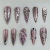BABALAL Punk Press on Fake Nails Long Stiletto Pink Ombre