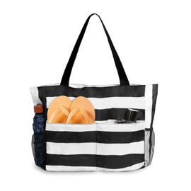 flintronic Extra Large Lightweight Beach Bag, Waterproof Beach Tote Bag with Zip, Foldable Shoulder Bag for Women, Reusable Shopping Bag, for Beach Travel Holiday Swimming Picnic