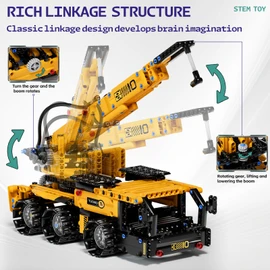 DOLIVE 5 in 1 STEM Building Block Set for Kids Ages 8-14, Remote Control and App Controlled Excavator/Crane/Truck/Bulldozer/Roller, Birthday Gift for 8 9 10 11 12+ Years Old