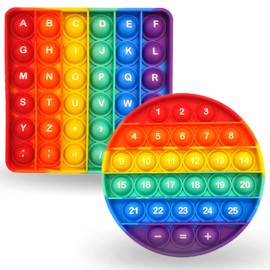 Steemjoey 2PCS Pop It Fidget Toy, Stress reliever Push pop fidget toy, Poppers Fidget Toys Anxiety Relief ABC Learning and Educational Toys for Kids Adults - Letters on One Side, Numbers on The Other