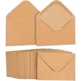 100 Pack Juvale Small Kraft Paper A1 Envelopes for 3x5 inch Cards Wedding Baby Shower Invitations