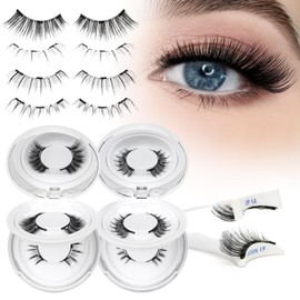 Higu clace Magnetic Eyelashes, Magnetic Eyelashes Without Eyeliner, Eyelashes, Magnetic Natural Look, Magnetic Eyelashes with Applicator, No Glue Required, Magnetic Eyelashes (Kit-4B)