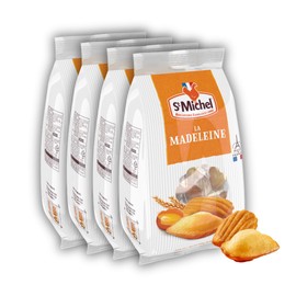 St Michel Traditional Madeleines French Sponge Cakes Made In France, Pack of 4 (250g each) Non-GMO. Total of 40 Individually Wrapped All Butter Traditional Madeleines Sponge Cakes