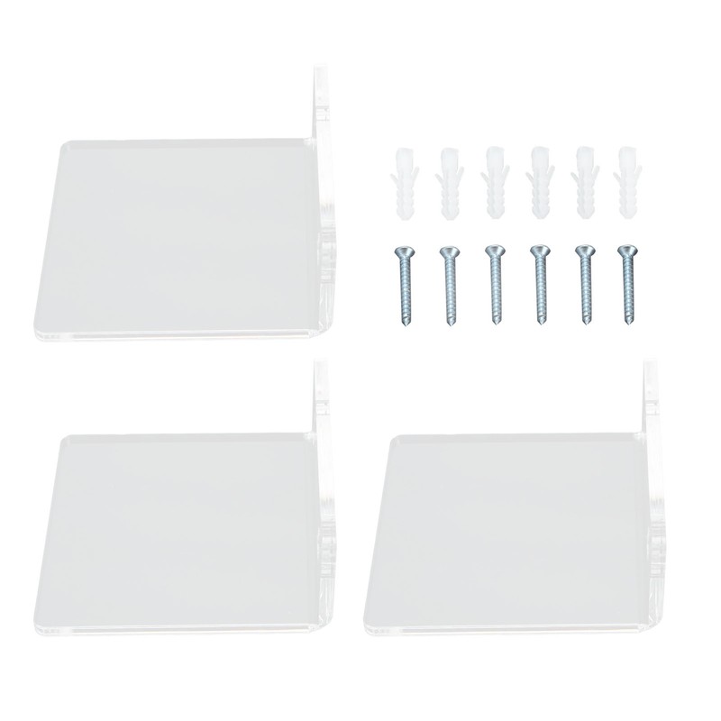 3PCS Clear Acrylic Display Rack Wall Mounted Floating Shelf for