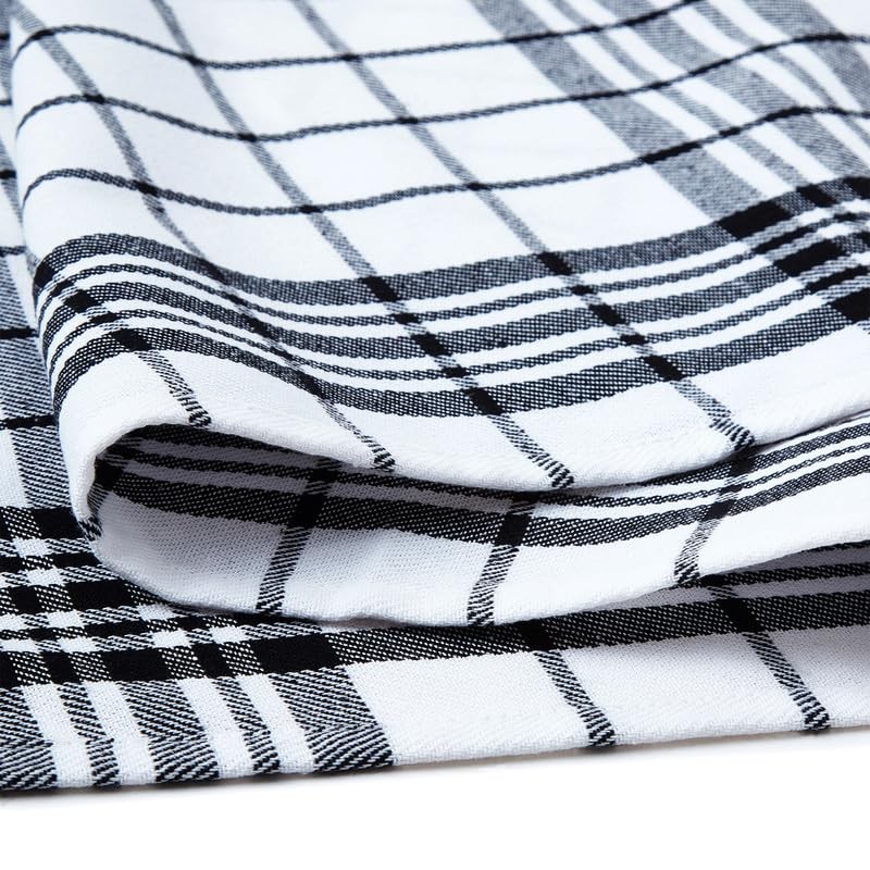 Encasa Checked Cotton Tea Towels Black Non-Terry Pack of 4,