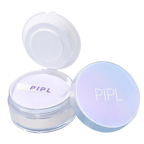 PIPL Bare Skin Feeling Powder, Loose Powder, Improves Transparency, Sebum Control, Skin Tone Correction, Reduces Glare, Waterproof, Prevents Makeup Collapse, Powder Puff Included, Feather Light, Covers Pores, Dullness, Redness, and Acne Traces (02# Trans