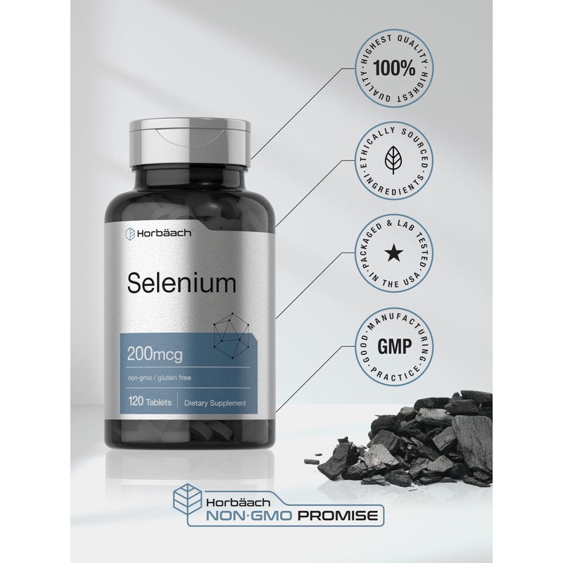 Horbäach Selenium 200mcg Supplement for Women & Men | 120