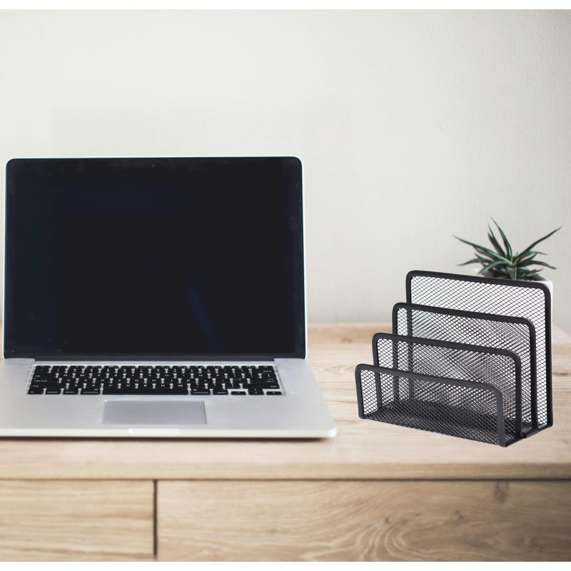 Desk File Holder, 3 Tier Metal Mesh Mail Sorter Magazine
