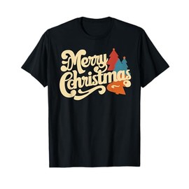 Retro Christmas Tee for Men Women T-Shirt, black