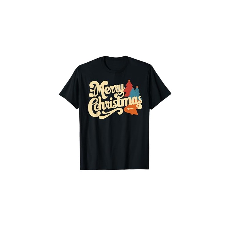 Retro Christmas Tee for Men Women T-Shirt, black
