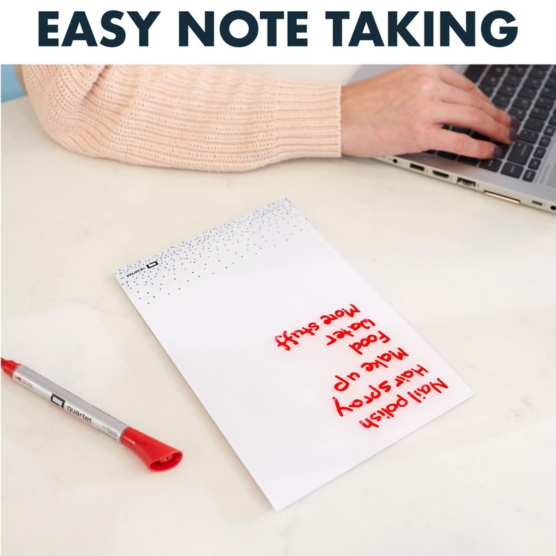 Quartet Glass Desktop Notepad, 9" x 6", Whiteboard, Dry Erase