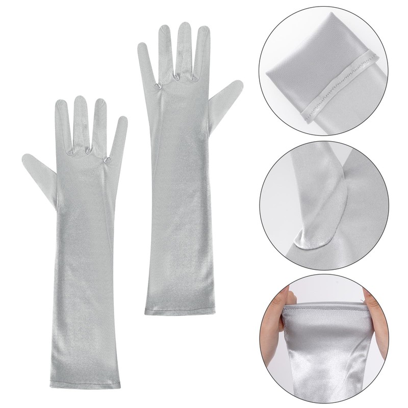 Lystaii Long Opera Party 20s Satin Gloves Stretchy Elbow Length