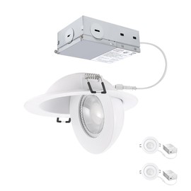 POPANU Recessed Lighting 4 inch Gimbal 9W 5CCT Swivel Ceiling Eyeball Spotlight 4inch Dimmable Recessed Lights, Soffit Indoor Directional Lighting, 90° Tilt and 360° Rotation White 2 Pack