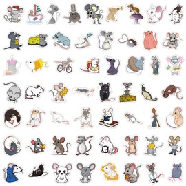55Pcs Rat Stickers, Mouse Sticker Waterproof Decals for Water Bottles Laptop Luggage Computer Scrapbooking Teens Adults Girls Kids Funny Party Birthday Decorations (Mouse)