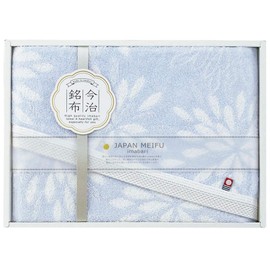 Showa Nishikawa Imabari Towel Gift, 1 Bath Towel, JAPAN MEIFU Hanagoromo Towel (B/T1, Blue)
