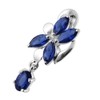 Dark Blue CZ Crystal Stone Orchid with Oval Gems Dangling