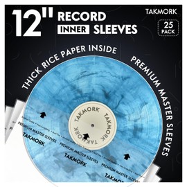 Vinyl Record Inner Sleeves: 12 Inch Anti-Static Rice Paper LP Sleeves Album Record Acid-Free Clear Protective Sleeves for Vinyls Storage, 25 Pieces