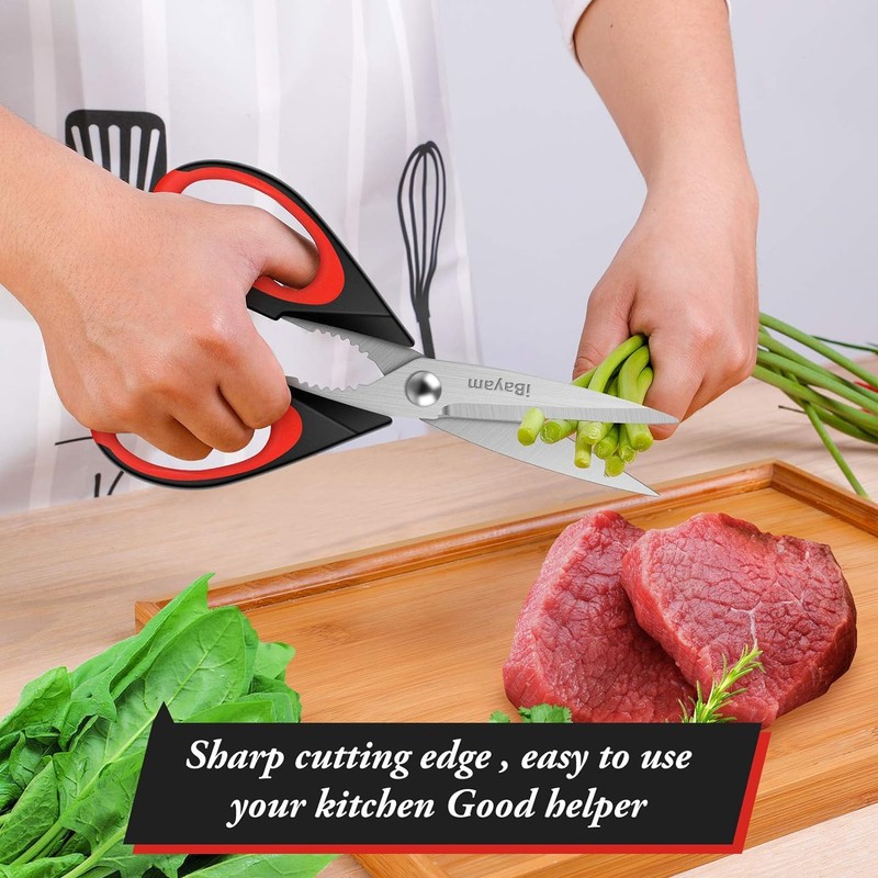 iBayam 3-Pack 8.5"Kitchen Scissors All Purpose Heavy Duty with Protective
