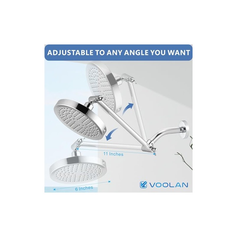 Voolan Ducha de Lluvia con Brazo Extensible Ajustable - Ducha