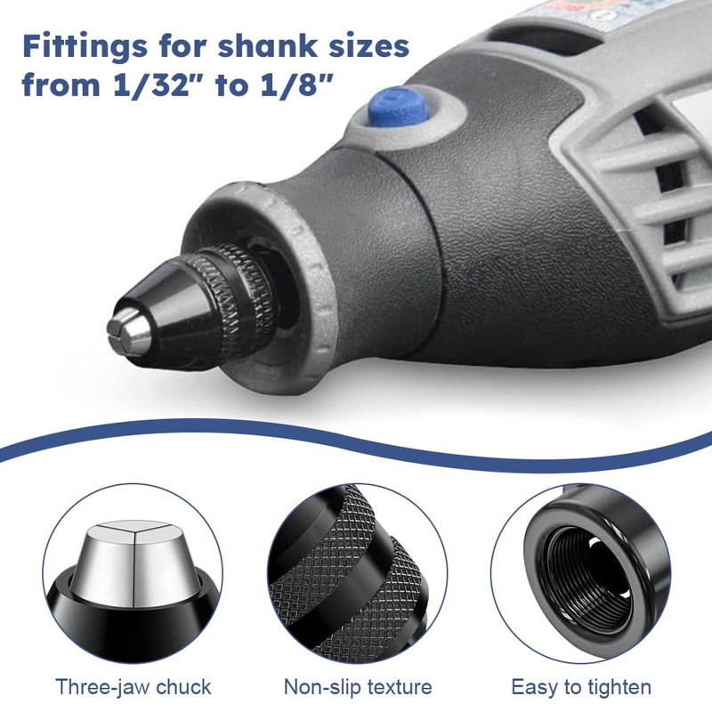 EMVANV 28pcs/Set Drill Chuck Collet for Dremel, 1/32 to 1/8inch,