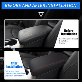 XYHGM Car Center Console Armrest Cover for Kia Optima 2016 2017 2018 2019 2020 Leather Anti-Scratch Central Arm Rest Box Lid Seat Cover Protector Cushion Saver Interior Accessories(Red Stitches)