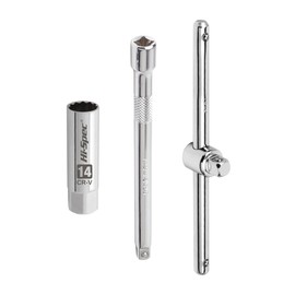 JNNJ 3 Pieces Universal Spark Plug Wrench, Spark Plug Wrench Remover Installer Tool Set, Thin Wall Spark Plug Socket Include Joint Rod& Adjustable Sliding T-Wrench, Car Accessories for Vehicles