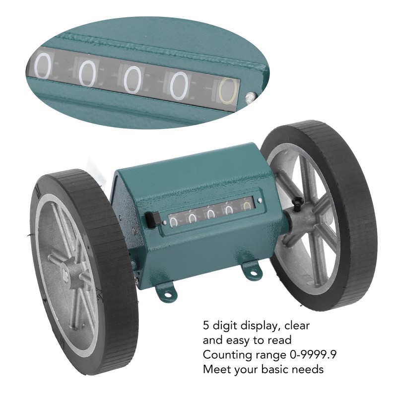 Green Digital Rolling Meter Counter 5 Digit Simple Mechanism Clear