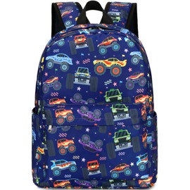 CAMTOP Preschool Backpack for Kids Boys Girls Toddler Backpack Kindergarten School Bookbags for Age 3-8 (Navy Big Wheels)