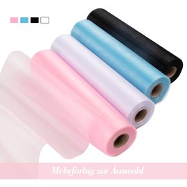 ABSOFINE 35 m x 29 cm Roll Organza Soft Sheer Fabric Tulle Fabric Decorative Cloth for Wedding Table Decoration, Chair Bows, Table Runner, Party Gifts, DIY Crafts (Pink)