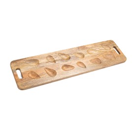 Creative Co-Op Mango Wood Oyster Serving Board with Handles, Natural