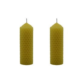 4 Inches 100% Pure Natural Handmade Beeswax Honeycomb Hand Rolled Unscented Tapers Candles (Yellow x 2, 1.25" x 4")