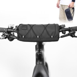 HX Bike Handlebar Bag Bicycle Front Bag Shoulder Bag Storage Pouch Pack HandBag with Shoulder Strap for Road Mountain Bike Cycling Travel (Black)