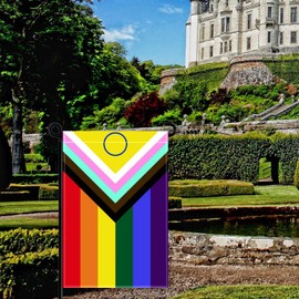 12×18 Inch New Intersex-Inclusive Progress Pride Garden Flag,30×45CM Rainbow Inclusive Garden Decor,Double Side Digital Printed 210D Polyester Decoration For Garden Patio