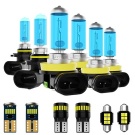 DMEPUGI Headlight Bulbs + Interior Light Kit + License Plate Lights Fit For Honda Civic 2014-2015 Coupe,High Low Beam Fog Light Bulb Combo,Super Bright 5500K High Performance Halogen Light Bulbs,12PCS