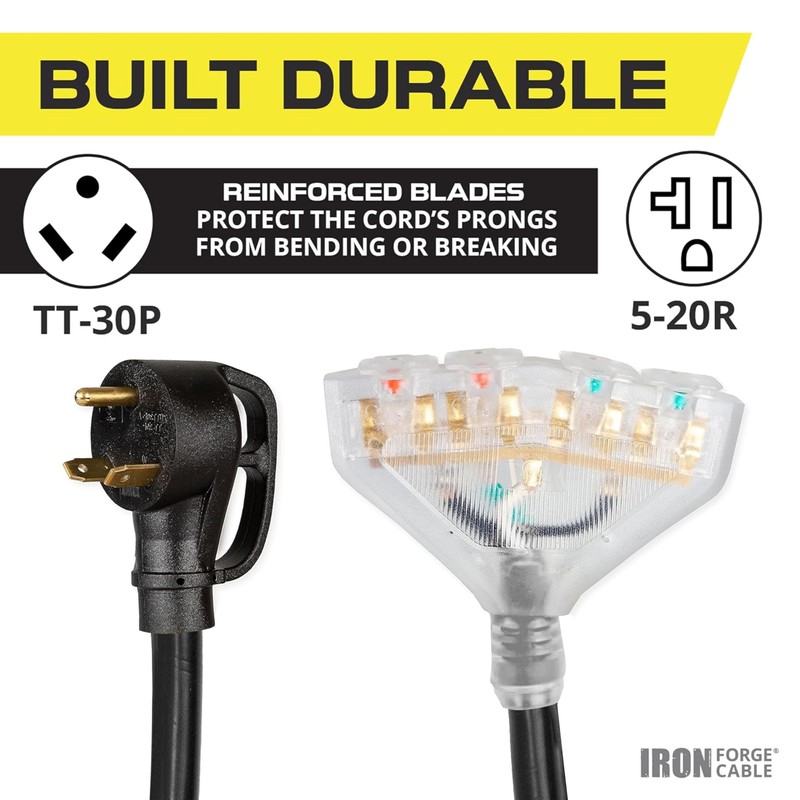 Iron Forge Cable RV Cord, Generator and RV Electrical Adapter