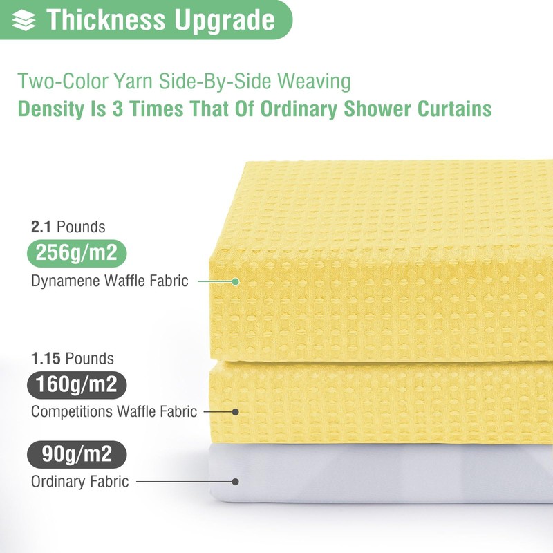 Dynamene Yellow Fabric Shower Curtain - Waffle Weave Textured Heavy
