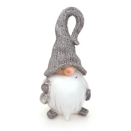 TEMPELWELT Decorative Gnome Figurine, 16 cm, Polystone, Grey White, Funny Gnome Figurine, Winter Christmas Winter Decoration, Winter Gnome