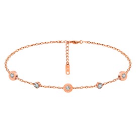 Kim Johanson Stainless Steel Women's Anklet "Forever" in Silver, Gold and Rose Gold | Anklet with Zirconia Stones | Rustproof & Waterproof | Anklet | Women Boho Jewellery | Adjustable Including