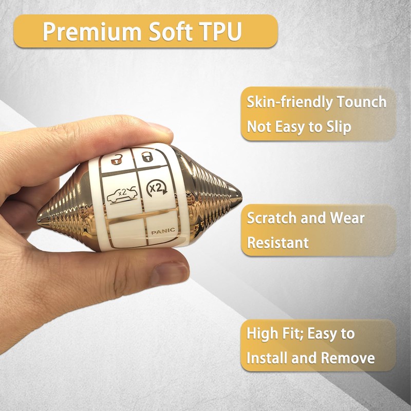TPU Key Fob Cover Compatible with Jeep Grand Cherokee/Dodge Charger/Challenger/RAM