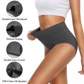 OLIKEME Womens Cotton Underwear High Waisted Tummy Control Panties Soft Stretch Full Coverage Ladies Briefs XL